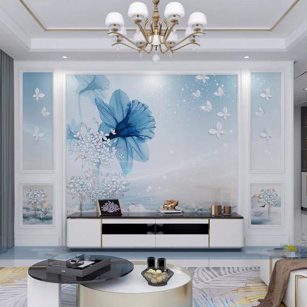 3d餐厅电视背景墙壁画5d8d简约大气时尚壁纸客厅高档新款墙布
