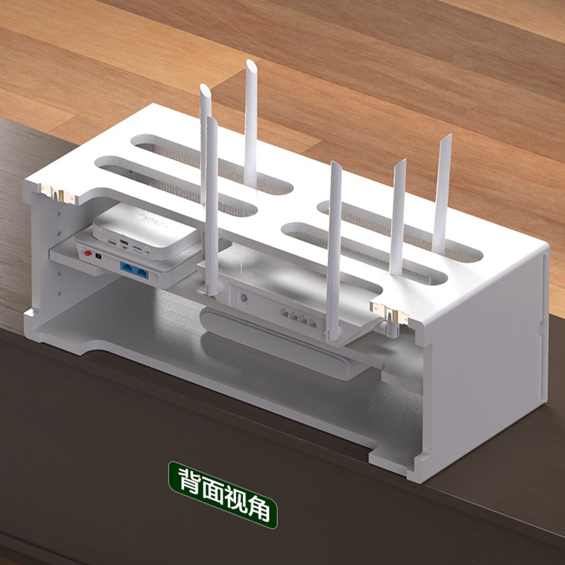 桌面wifi电视机顶盒收纳盒客厅排插宽带猫光路由器收纳柜创意实木
