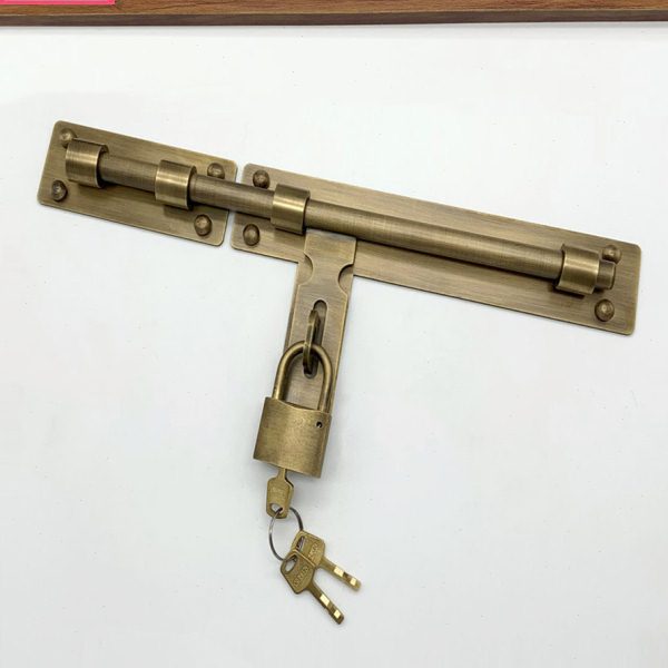 中式大门纯铜插销复古木门黄铜插销老式门扣锁免打孔全铜门栓锁扣