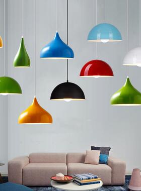 简约单头LED创意吊灯餐厅餐桌理发店吊灯个性彩色办公室灯具
