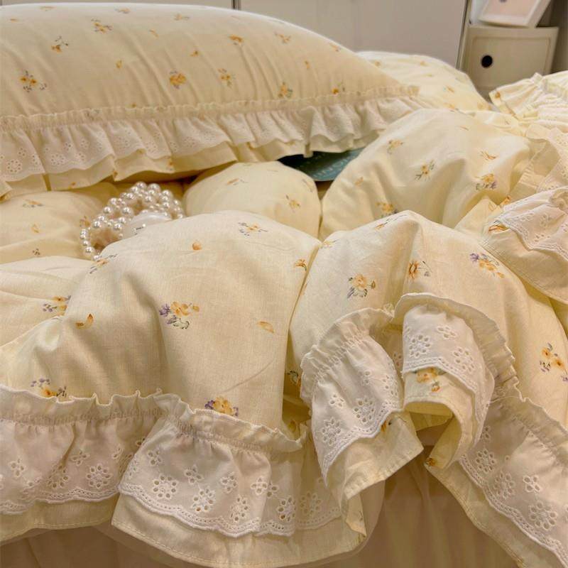9V7T梨梦少女心四件套纯棉被套公主碎花花边纯棉床裙款床上,纺织面料/辅料/配套,纺织机械配件,淘宝优惠券,粉丝福利购,淘宝优惠卷