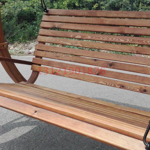 带遮阳篷双人实木防腐木秋户外家具 庭院秋千 田园双人秋千椅木头