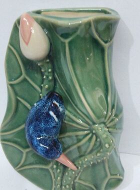 陶瓷莲藕挂壁墙饰花插水培植物干花花瓶门口玄关电视柜背景饰品