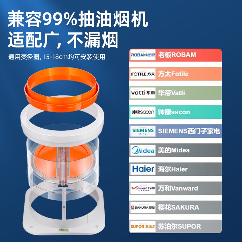 厨房烟道止逆阀抽油烟机排烟管逆止阀卫生间止回阀单向止烟阀通用