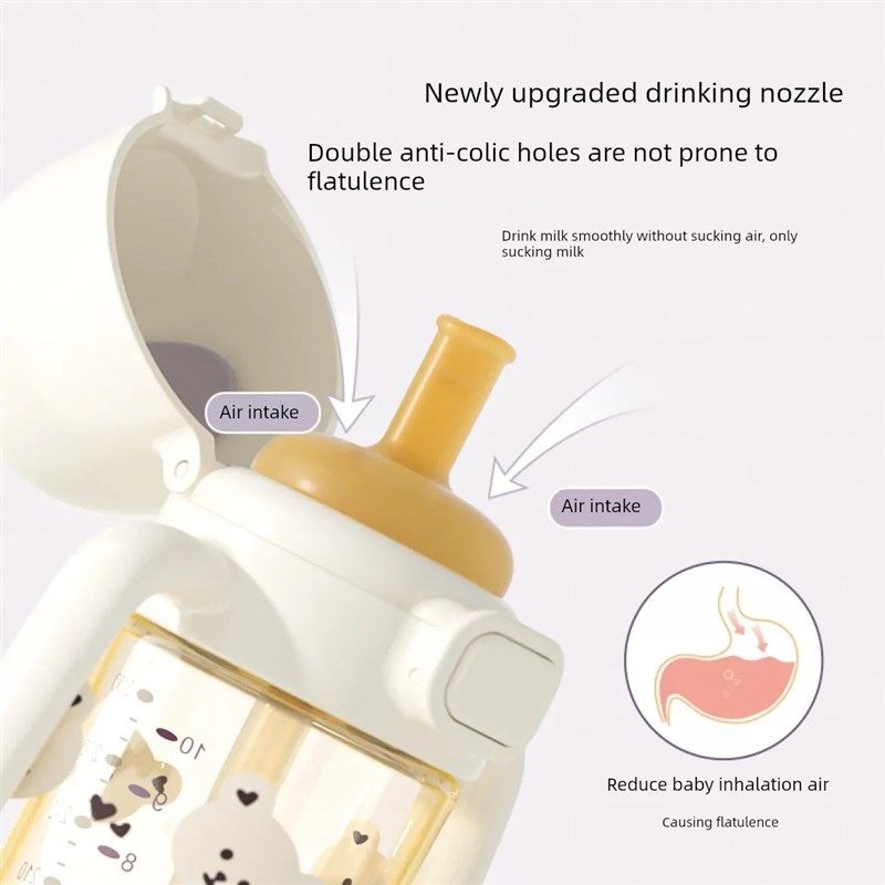 小象扣翻盖直饮吸管瓶宝宝学习饮用杯耐摔吸力好温标杯