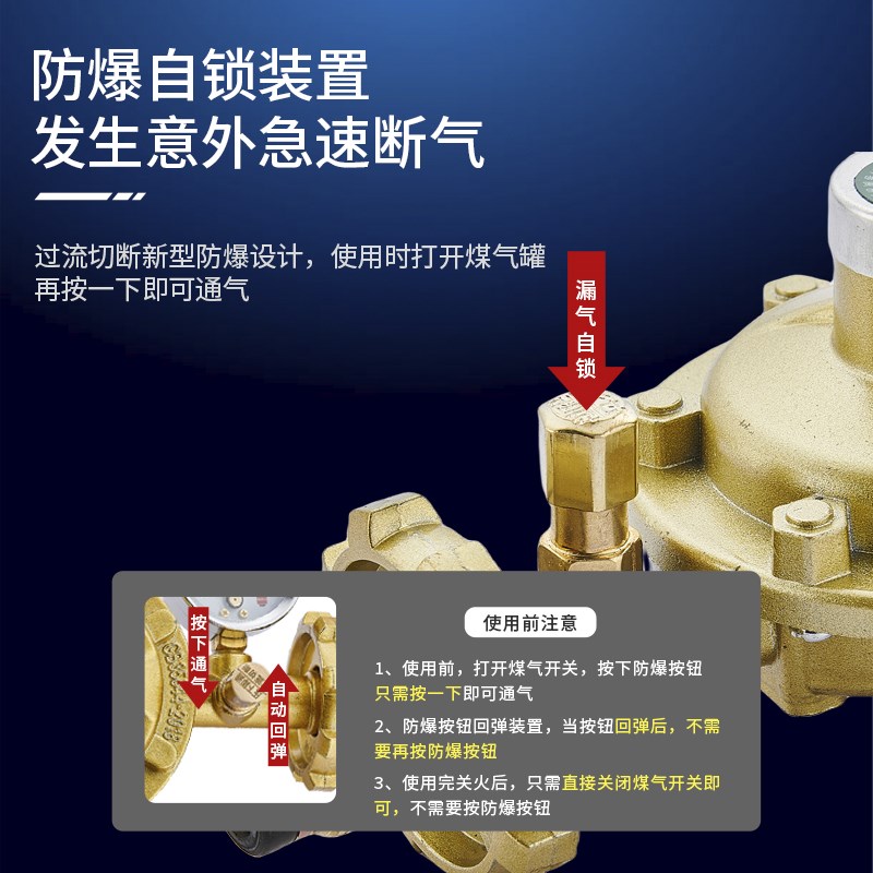 新国标0.6L煤气罐安全阀自动关闭家用防爆防漏液化气减压阀低压阀