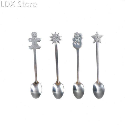 4 pcs/set Stainless Steel Coffee Spoon Christmas Coffee Spoo