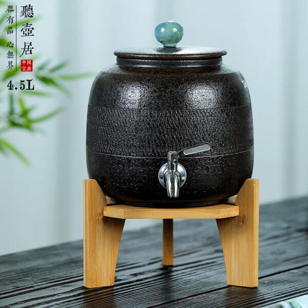 家用紫砂水缸冷水壶茶水缸泡酒坛自助酱油壶粗陶日式小酒罐4.5升
