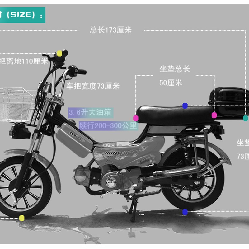 自动离合档位轻便燃油助力车钓鱼车太子7升大油箱助力车
