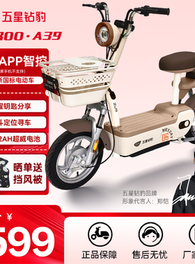 五星钻豹48V20AH电动车2026新国标电动自行车长续航智能电瓶车A39