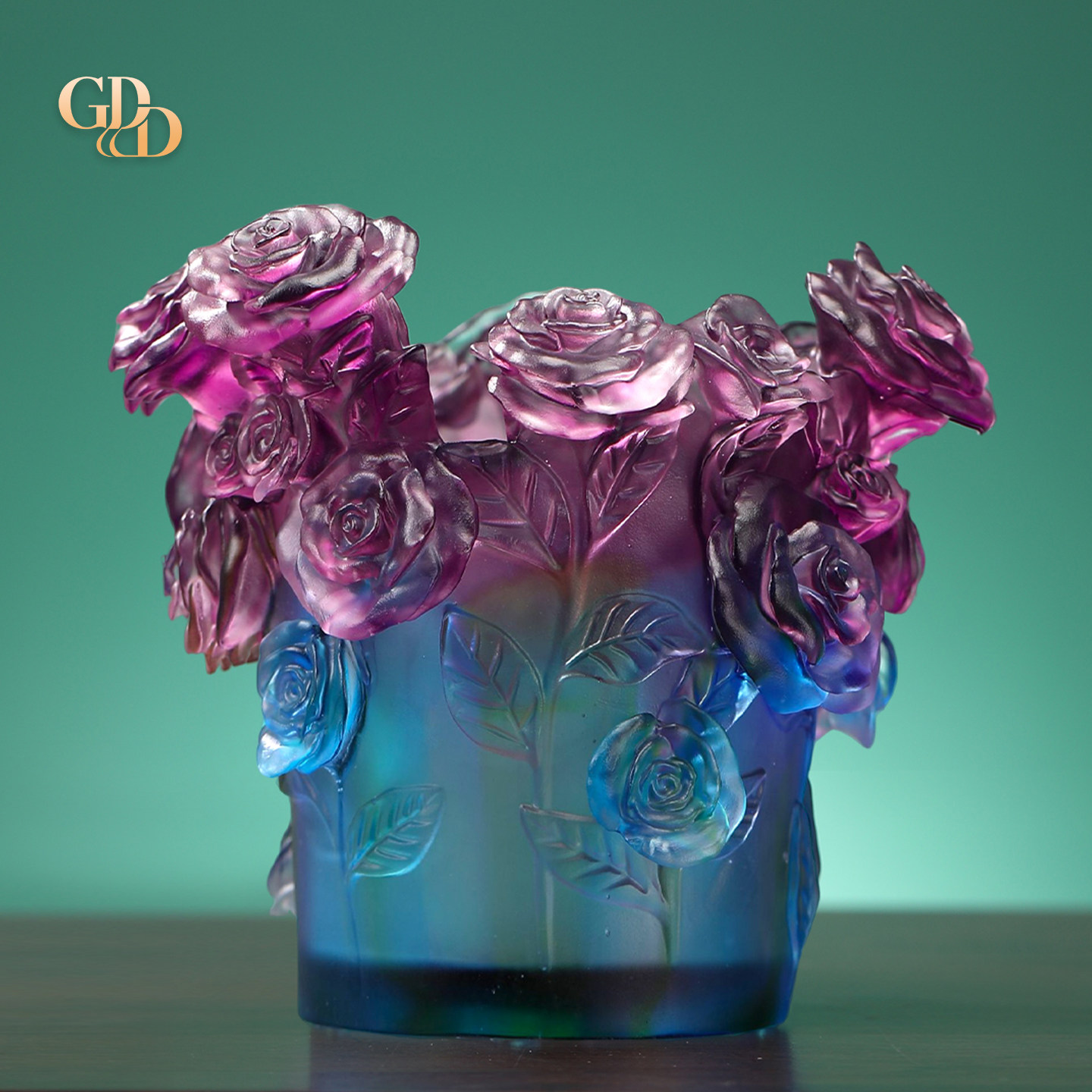 古东东七彩琉璃玫瑰烛台花瓶立体雕花摆件创意家居装饰浪漫轻奢礼,家居饰品,桌面摆件,淘宝优惠券,粉丝福利购,淘宝优惠卷