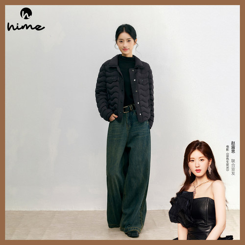 HIME 排骨款90白鹅绒轻薄款翻领时尚羽绒服女冬季2025新款