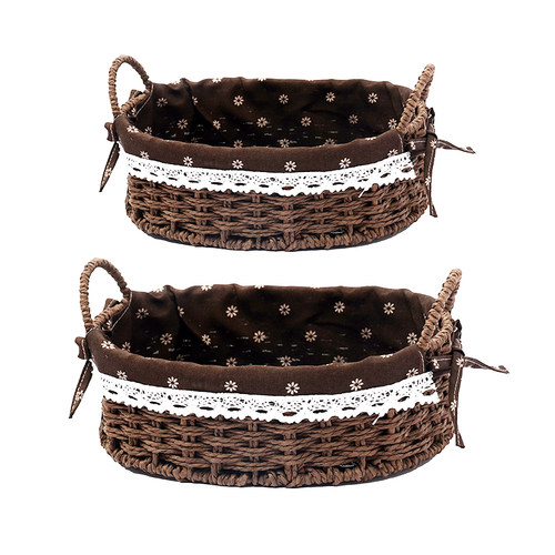 编织收纳筐桌面零食收纳盒化妆品收纳篮藤编杂物钥匙遥控器置物筐