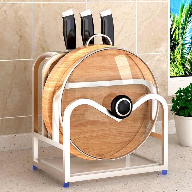 304不锈钢刀架厨房砧板一体菜刀菜板放置架置物架台面刀具收纳架