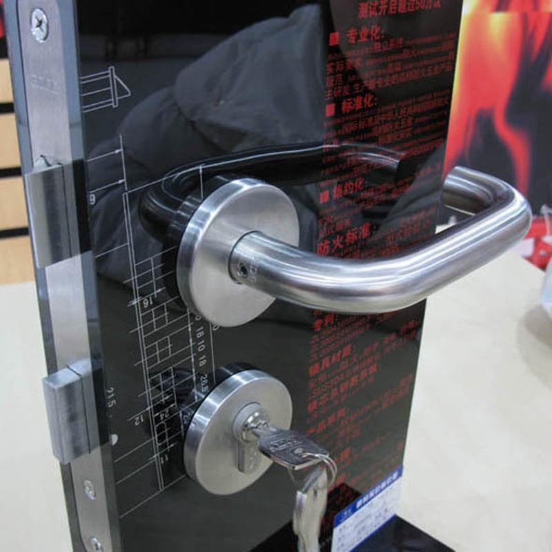 安恒80003室内房门锁304B不锈钢防火锁弯管执手锁卧室大门锁