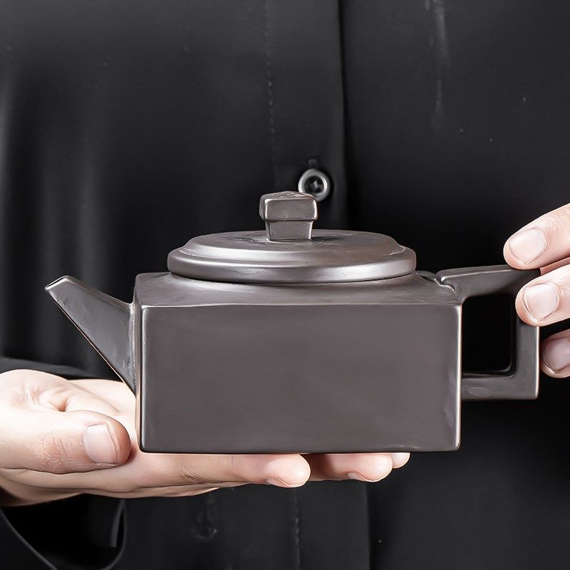 原矿紫砂壶纯全手工老紫泥茶壶四方壶茶具K家用高端泡茶壶中式复