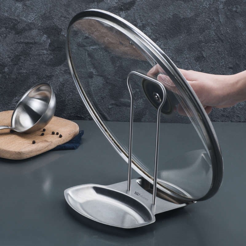 YSJ锅盖架台面多功能带接水w免打孔厨房坐式台面汤勺收纳304不锈