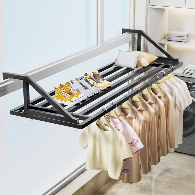 伸缩晾衣架阳台晾衣神o器防盗窗护栏窗外晾晒杆窗户窗台室外晒鞋,收纳整理,小型晾晒架,淘宝优惠券,粉丝福利购,淘宝优惠卷