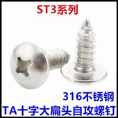 10大30 自攻3ST螺钉 十字316不锈钢8 扁头