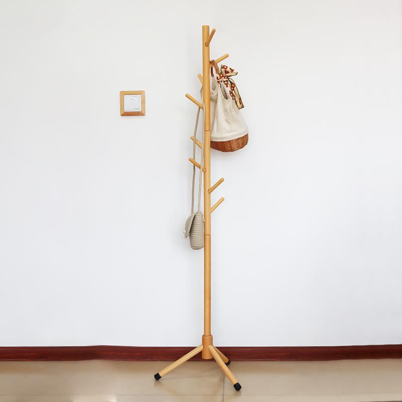 cs实木挂衣架子落地卧室衣帽架置物简易晾衣服室内家用挂包单杆衣