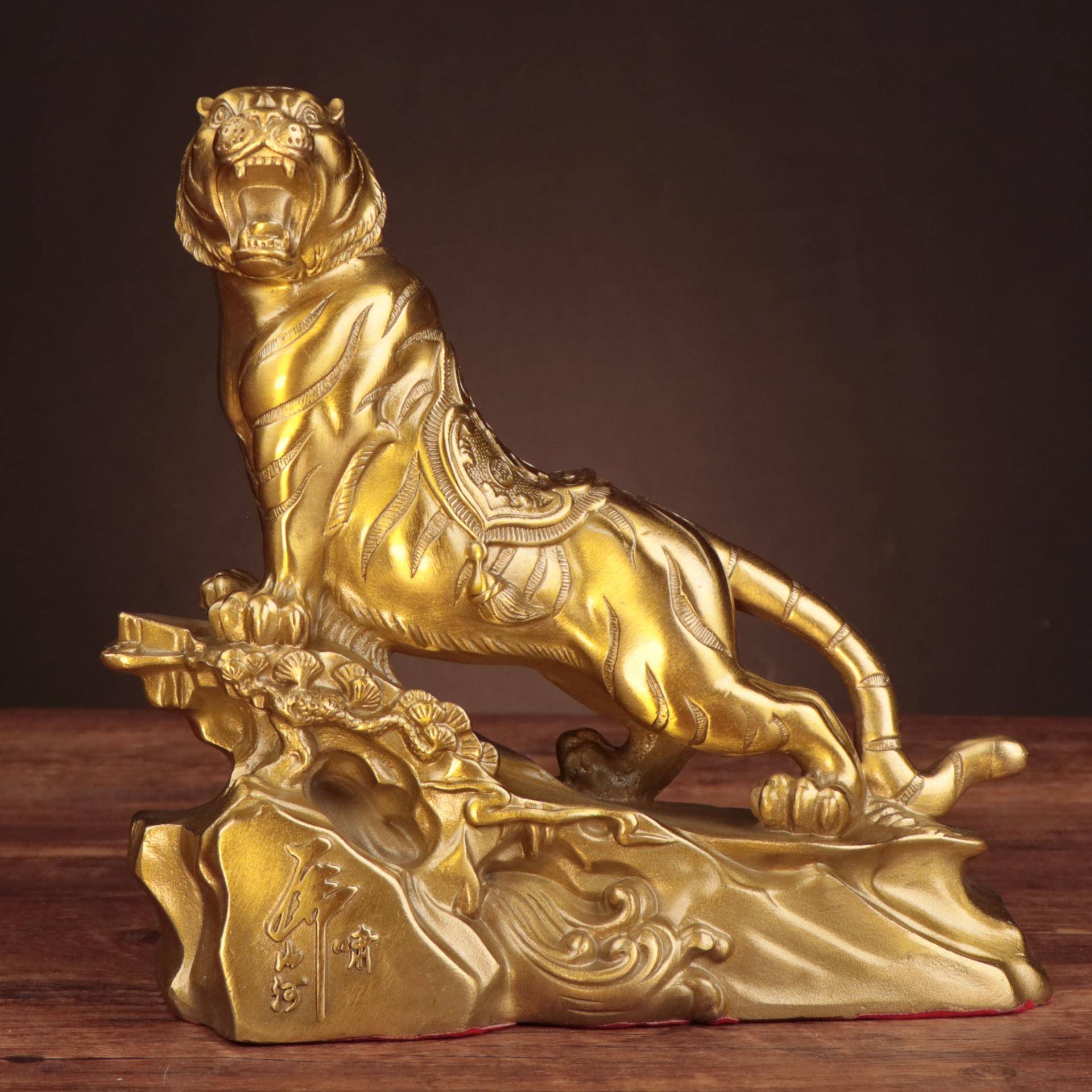 杨铜记铜老虎虎啸山河家居办公室金属工艺品摆件上山虎