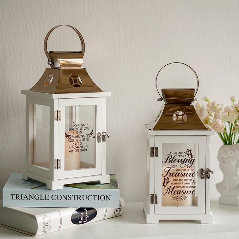 现货北欧复古烛台高级感创意金色手提风灯古风木质烛台