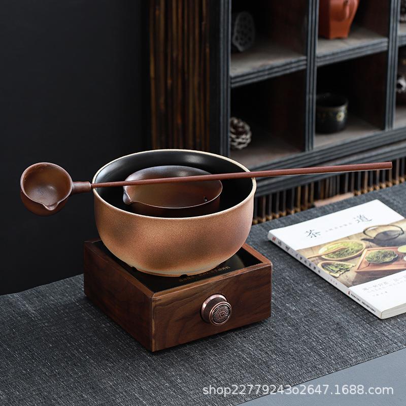 围炉煮茶器古法粗陶煮茶炉合璧煮茶壶煮茶碗套装电陶炉陶瓷煮茶罐
