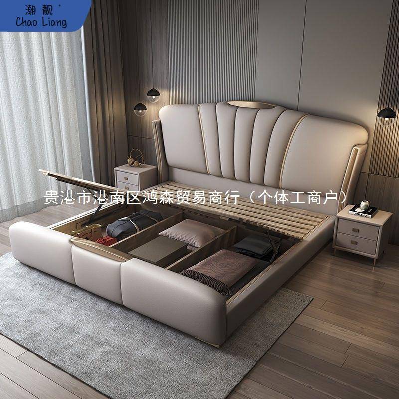 真皮床双人床现代简约2米大床1.5米意式轻奢皮艺软包新款主卧