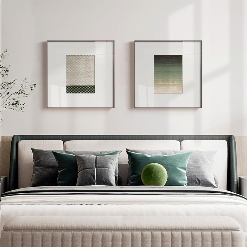 默绿现代简约绿色抽象装饰画客厅墨绿色挂画艺术墙画餐厅卡纸画