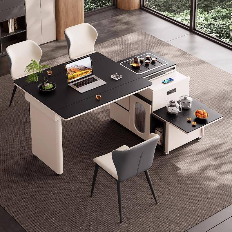 岩板餐桌小户型移动伸缩现代折叠多功能简约茶桌伸缩餐桌