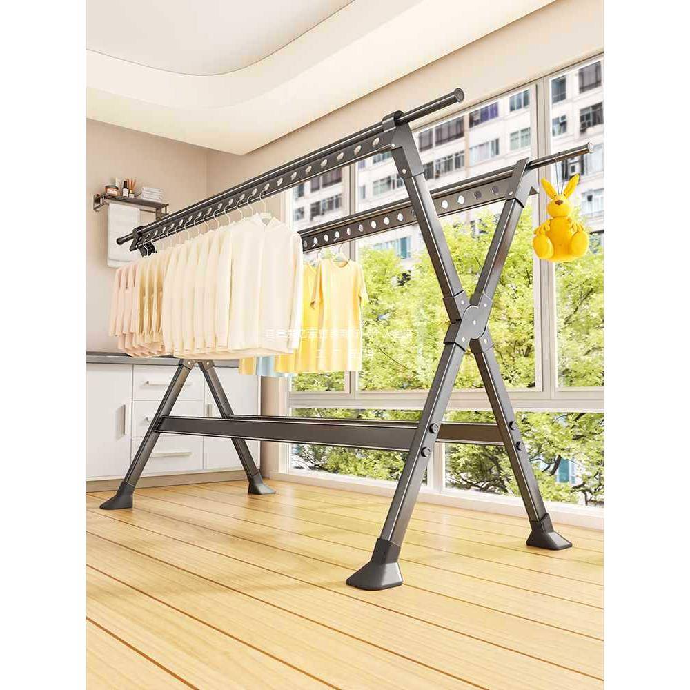 ///晾衣架阳台家用落地室内外折叠不锈钢凉衣服加粗加厚杆晒被子