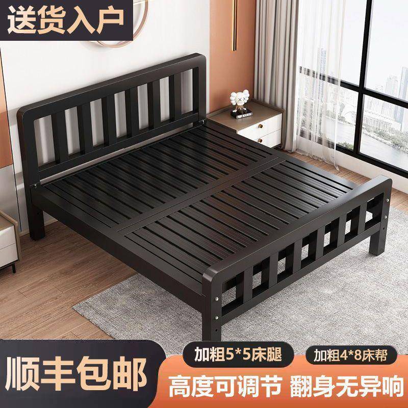 铁艺床双人床家用1.5m单人铁架床不锈钢加固加粗加厚1米2出租房用