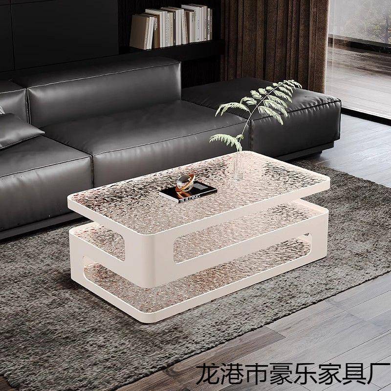 长方形茶几钢化茶桌小户型客厅家用简约现代轻奢新款意式茶几