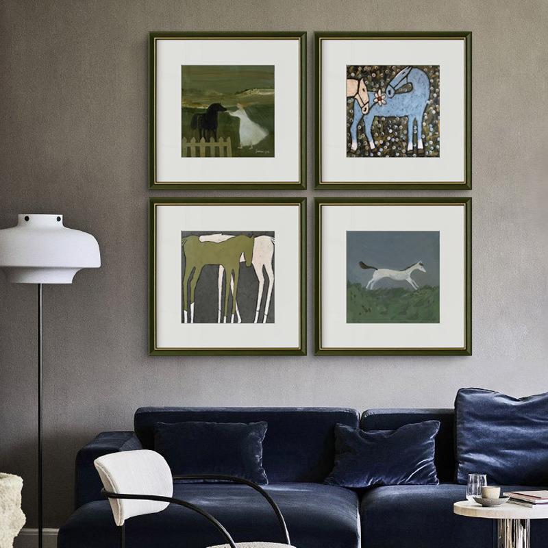 实木绿色小清新装饰画客厅餐厅以梦为马挂画儿童房原木风北欧壁画