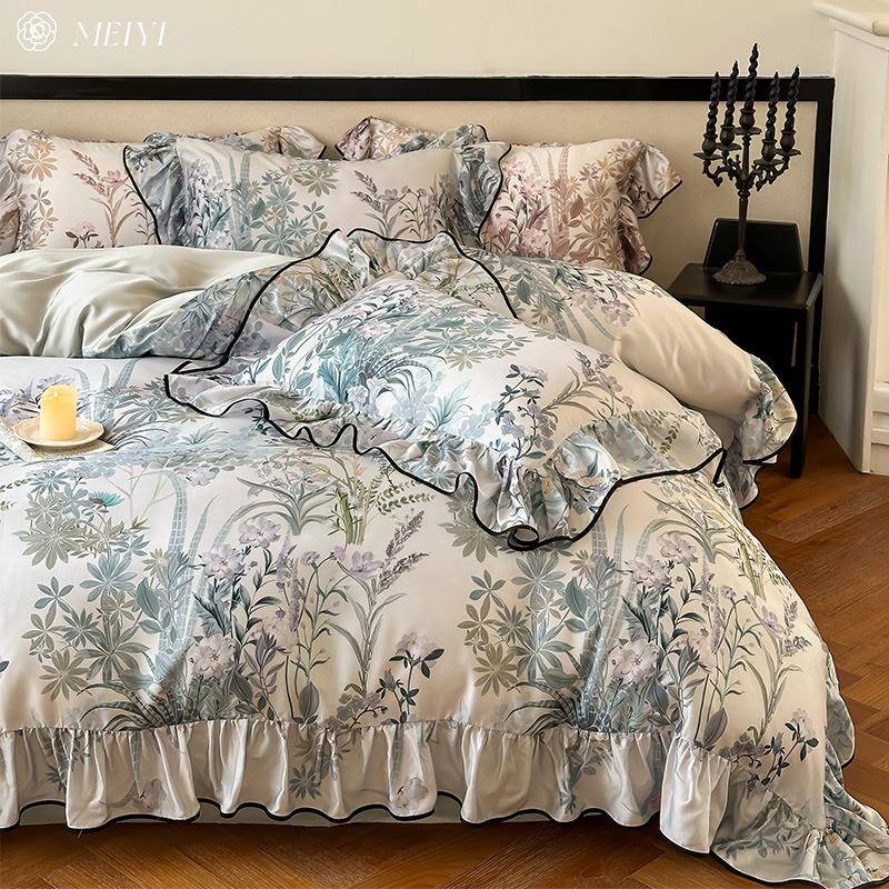 法式复古风100s兰精天丝四件套夏季丝滑被套冰丝床单新款床上用品