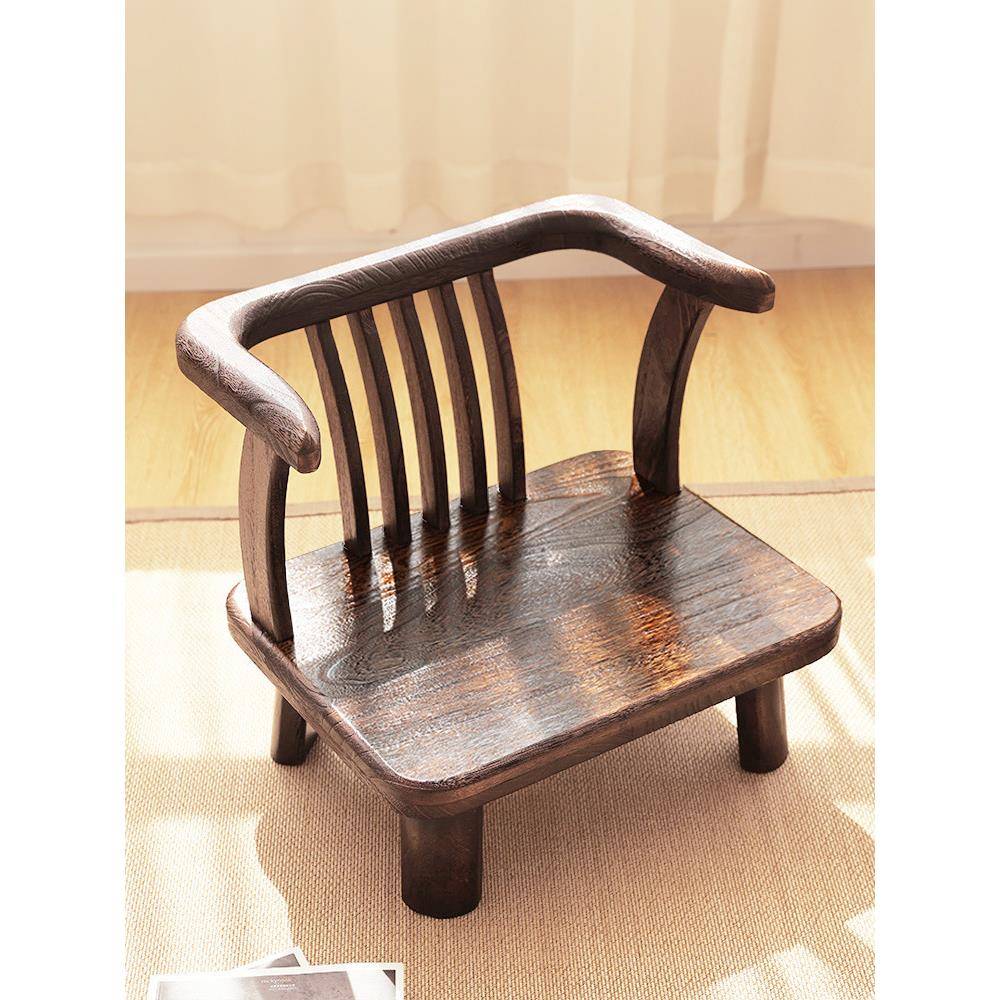 实木小椅子靠背家用榻榻米日式飘窗喝茶圈椅矮阳台休闲椅久坐舒服