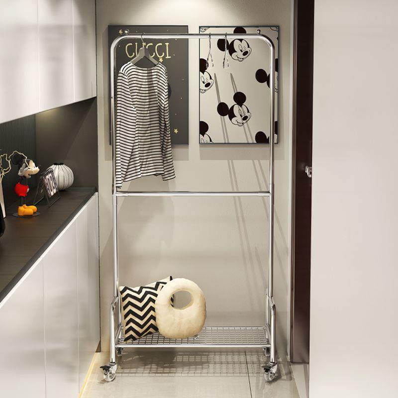 衣帽架双杆式晾衣架落地室内房间挂衣收纳架子家用卧室上下可调节