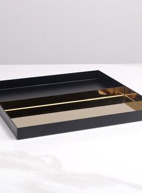 轻奢极简正方形金属托盘摆件样板间茶几电视柜餐桌双色收纳盘饰品