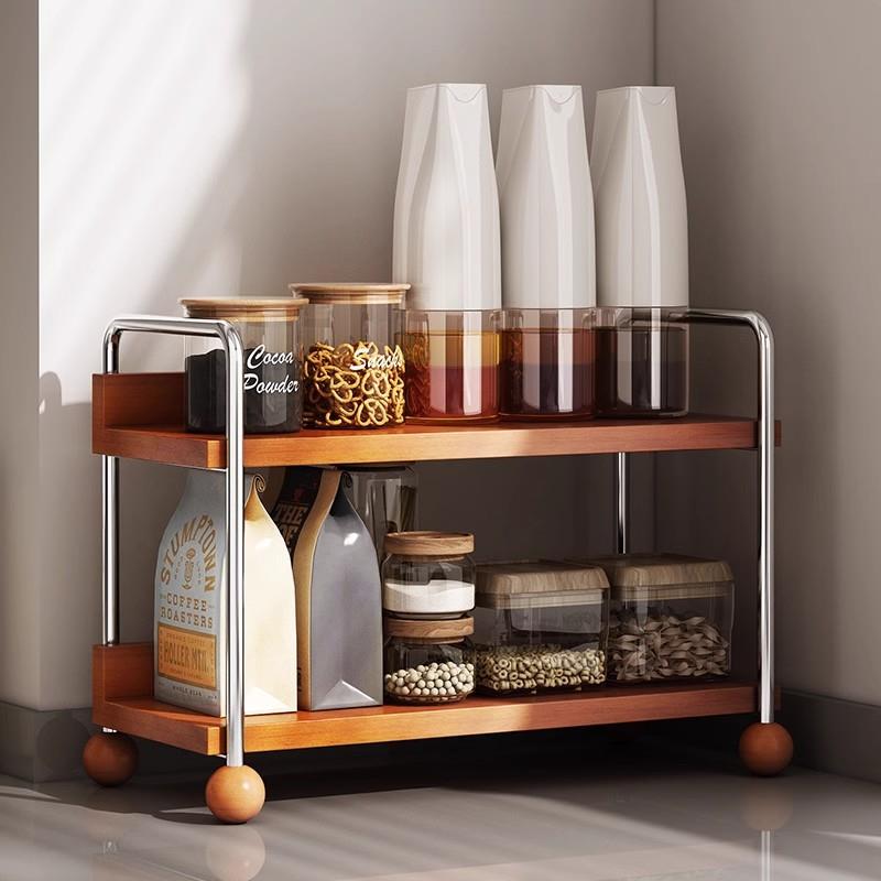 厨房调料架实木多功能台面调味佐料调料品置物柜放油盐酱醋收纳架