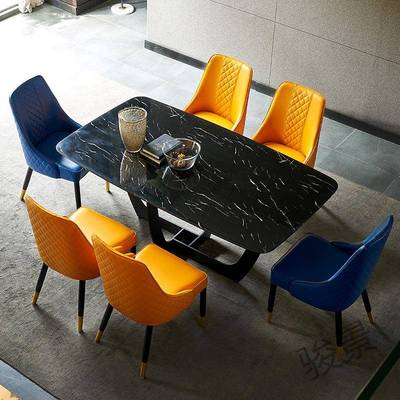 FS北欧大理石餐桌长方形意式轻奢风格现代简约家用餐桌椅组合小户