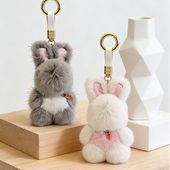 人民礼物创意毛绒兔子挂件萌趣可爱解压长绒玩具书包动物背包挂饰钥匙扣小礼物