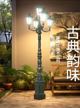 庭院灯亚克力庭院路灯公园草地灯led景观灯柱铜材质草坪灯超亮