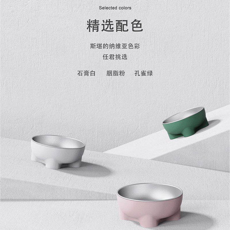 不锈钢宠物碗食盆小狗碗喂水器不易打翻大口径猫碗防滑喝水狗粮碗