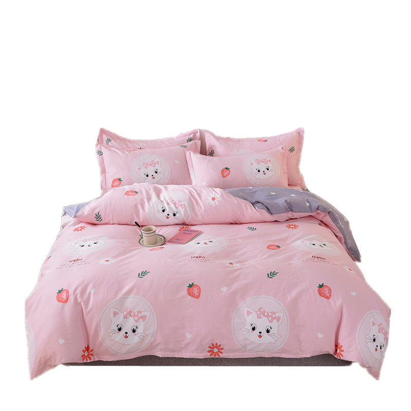 儿童全棉卡通被套三件套学生宿舍床单公主床裙四件套床上用品