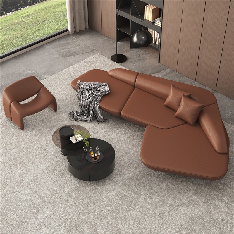 轻奢酒店大堂卡座贵宾会所休息z区商务接待洽谈L转角展厅沙发组合