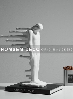 从上现代抽象创意白色树脂人物雕塑摆件样板玄关客厅售.楼处装饰