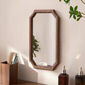 家用壁挂镜梳妆镜镜子复古风墙面玄关子化妆镜客厅自粘镜子中式