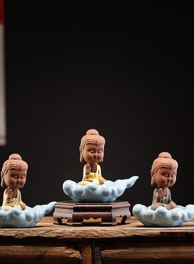 创意如虎添翼生肖虎茶桌茶宠w摆件新中式陶瓷人物招财观音家居饰