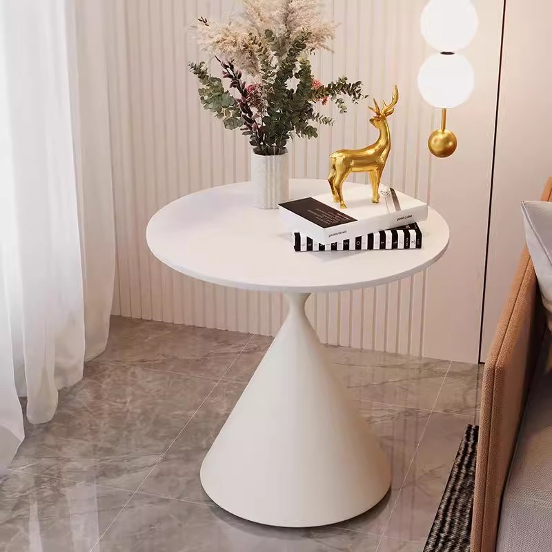 奶油风茶几边几家用极简客厅小y户型现代简约高级感圆形可移动边