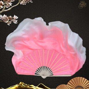 古典中国风舞子州扇子民族双面真丝秧歌扇舞藕粉色加长跳舞扇扇胶